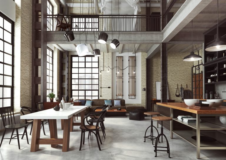 Loft,Modern,Interior,Designed,As,A,Open,Plan,Modern,Apartment.